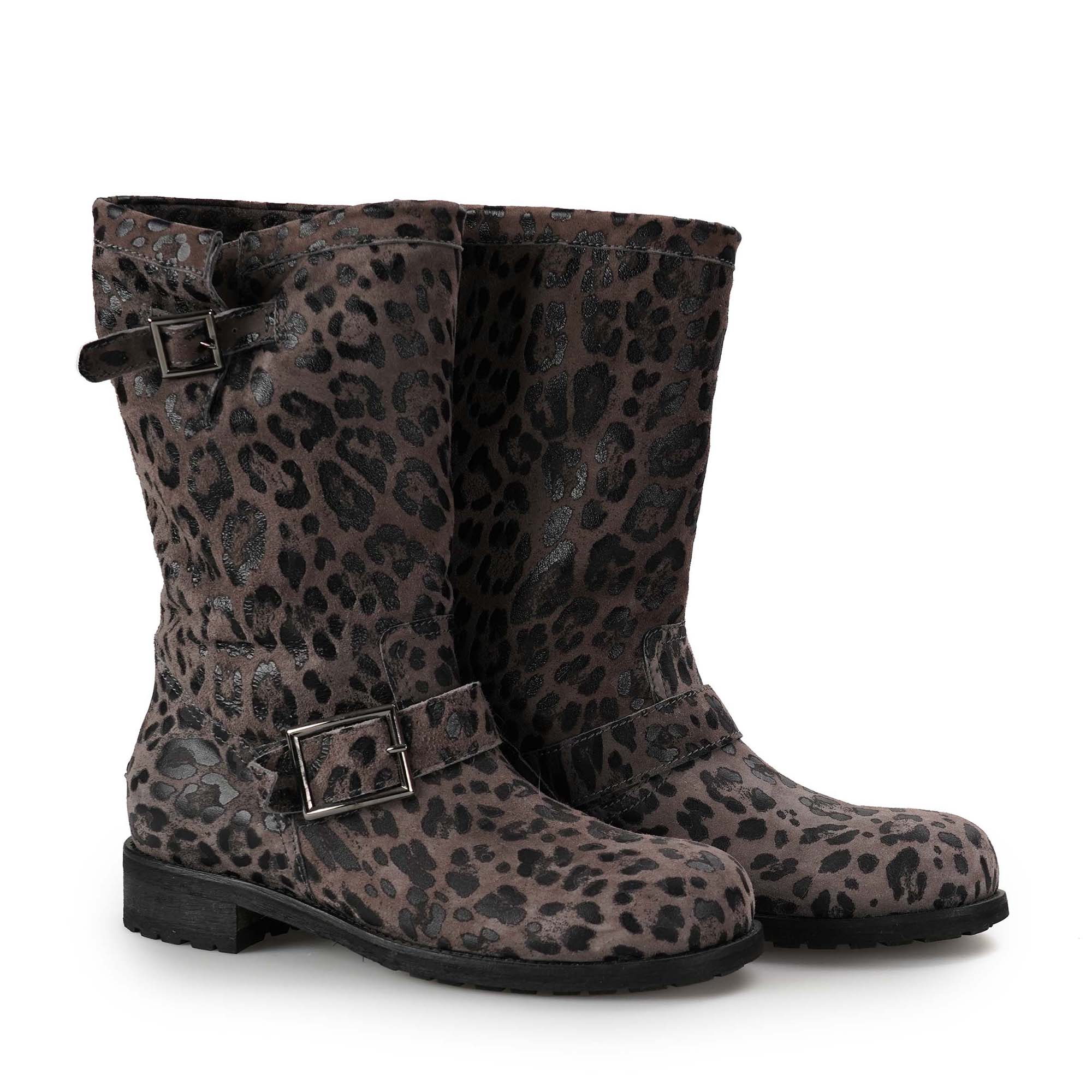 Jimmy Choo - Brown Nubuck Leopard Print Boots